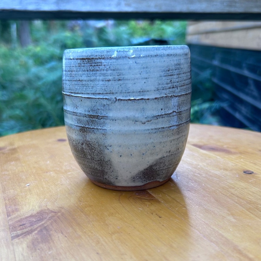 Vintage Studio Pottery Tumbler Mug Ceramic Cup White Wabi Sabi Small Lynn